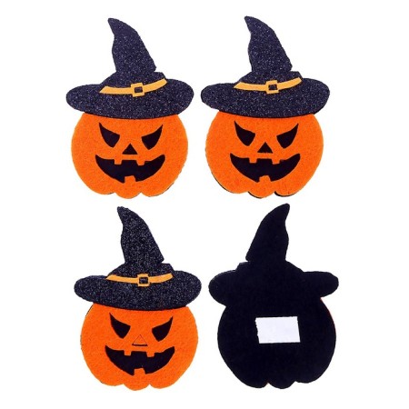 Glue -based decor “Pumpkin in a hat” set 4 pcs., Size 1 pcs: 4.7 × 6.6 cm-1