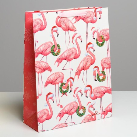 Laminated vertical "New Year Flamingo", l 31 x 40 x 11.5 cm, New Year