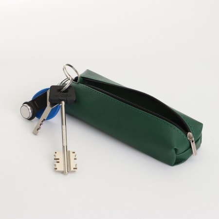 Key of zipper, length 16 cm, ring, carbine, green color-3