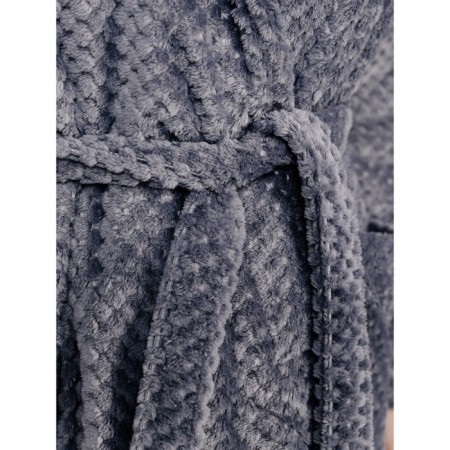 Women's robe with a hood, size 52, dark gray color-6