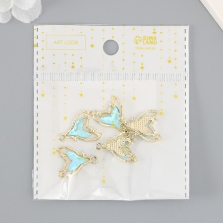 Decor for creativity metal, rhinestones "tail of the mermaid" blue 2.1x1.6 cm-3