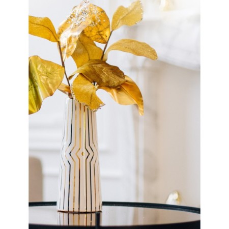 Decorative vase "Art Deco", 12 × 12 × 30 cm, white color with gold-5