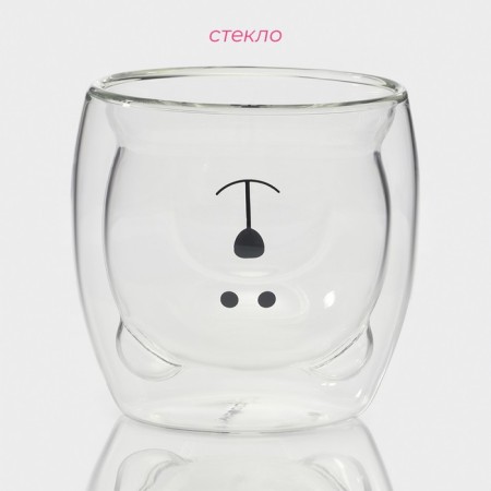 Glass glass with double walls of the Bear -Bear, 200 ml, 9 × 9 cm-2