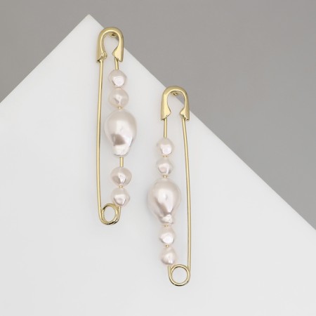 Earrings with pearls "bead" union, pin, color gold