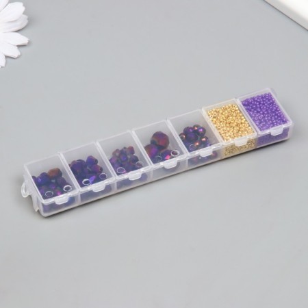A set of glass beads "Astra" 5x7,6,8,10,12 mm, (70 +/- 2pcs) purple-2