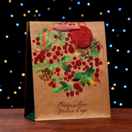 Gift package "New Year's mountain ash" 26 x 32 x 12 cm