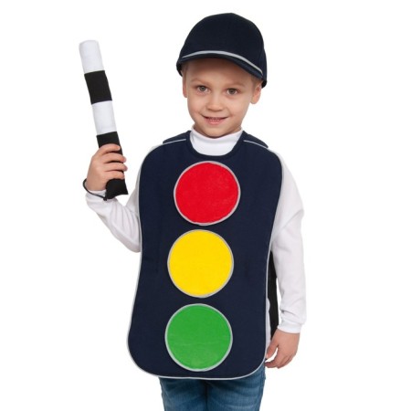 Carnival costume "Traffic light", height 116–122 cm: apron, cap, rod