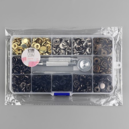 Installation buttons, alpha (S-shaped), d = 12.5 mm, 120 pcs, with the installer, in the organizer, color colorful color-5