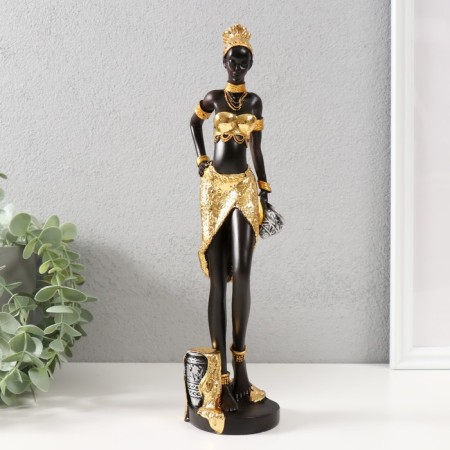 Polystone souvenir "African in gold with a jug in the hand" 7x7x29 cm