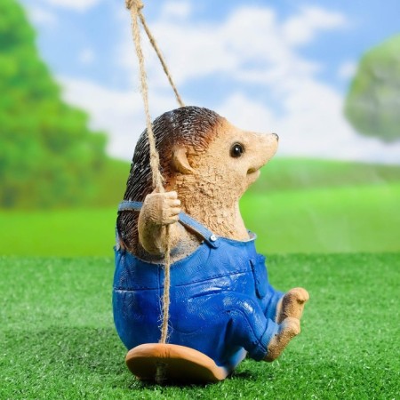 Garden figure "Hedgehog on a swing" 18 cm-2