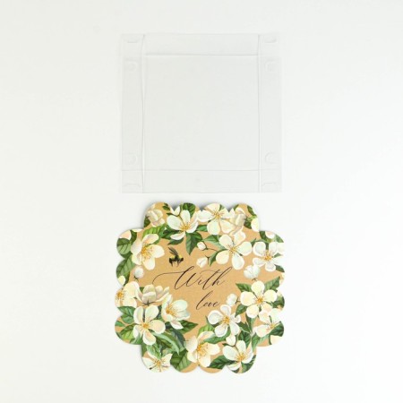Cookie box, confectionery packaging with PVC lid, "bee", 13 x 13 x 3 cm-4