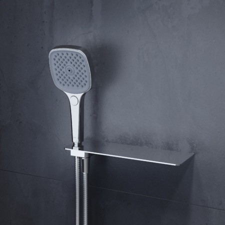 Wall bracket of hidden installation with an output for a hose and IDDIS shelf, chrome-1