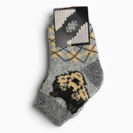 Children's woolen socks "Wolf" A.3a45, Gray color, river 18-2