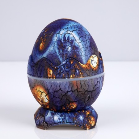 Light device "Dinosaurian egg" 10 cm, speaker, removable hemisphere, glow of RGB, remote control, USB, blue-17