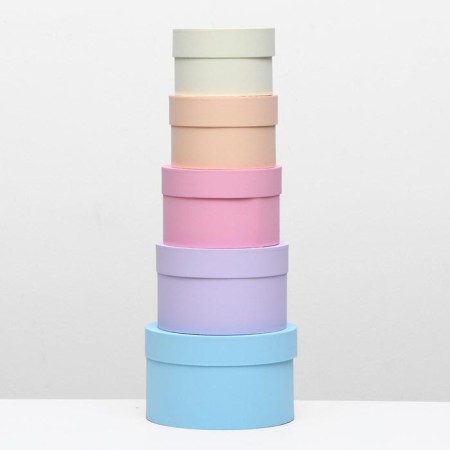 Set of round boxes 5 in 1 "Dawn", 23 x 23 x 14 - 15 x 15 x 10 cm-1