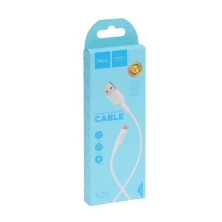 Hoco X25, Lightning cable - USB, 2 A, 1 m, PVC braid, white-5