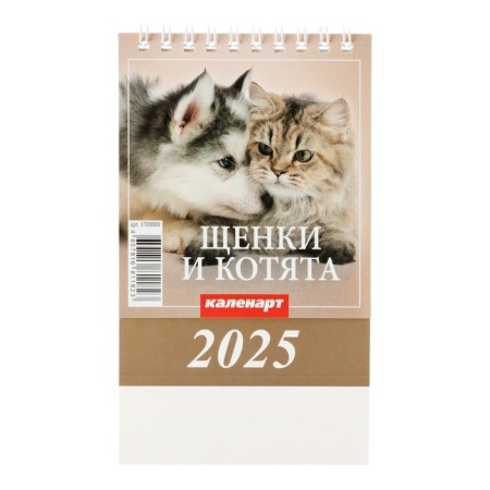 Desktop calendar, puppies and kittens house 2025, 10 x 14 cm-2
