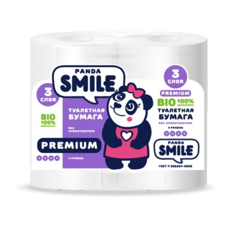 Panda toilet paper 3 layers, 4 rolls