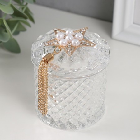 Casket glass "Pearl star" with a brush 6.6x6.5x7.8 cm-1