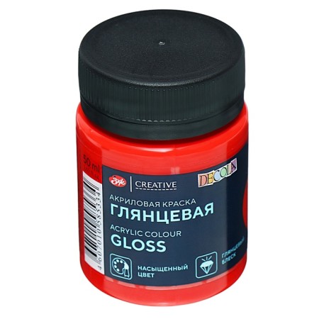 Acrylic glossy paint 50 ml, ZHK Decola, Red, 2928331-4