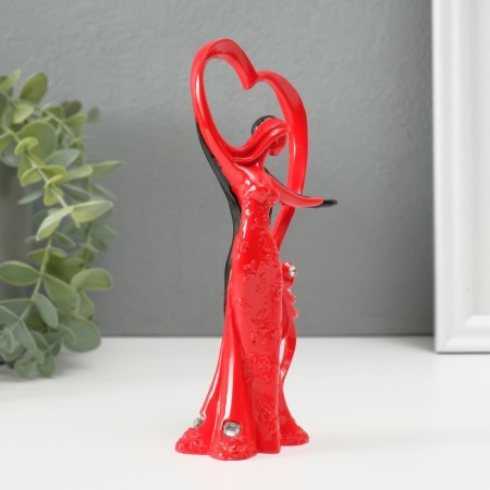 Polystone souvenir "Dancing couple near the heart with rhinestones" Red-black 17x7x4.7 cm-3