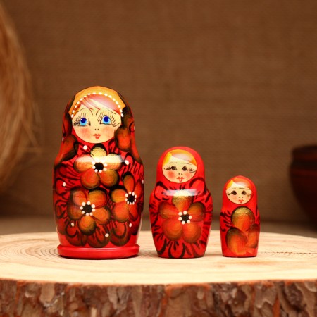 Matryoshka 3-doll, "Glafira Beauty", 10-11 cm