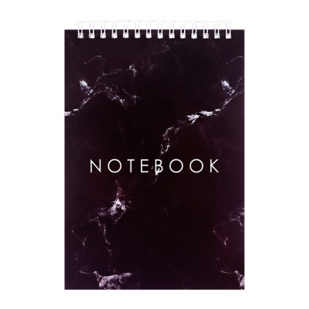 Notepad A5, 80 sheets in a cage, on the crest "Black Marble", a solid substrate, cover coated cardboard, block 60g/m2