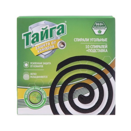 Spirals from mosquitoes "Taiga", coal, 10 pcs.