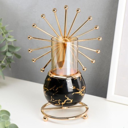 Summary metal per 1 candle "Ferris wheel" gold in black marble 20x14x9 cm-1