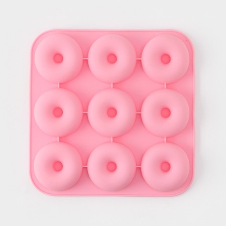 The form for baking the share "Sweets. Donut ", silicone, 28.5x28.5x3 cm, 9 cells (d = 8 cm), pink color-1