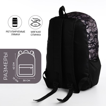 School backpack from textiles on lightning, 3 pockets, color gray color-1