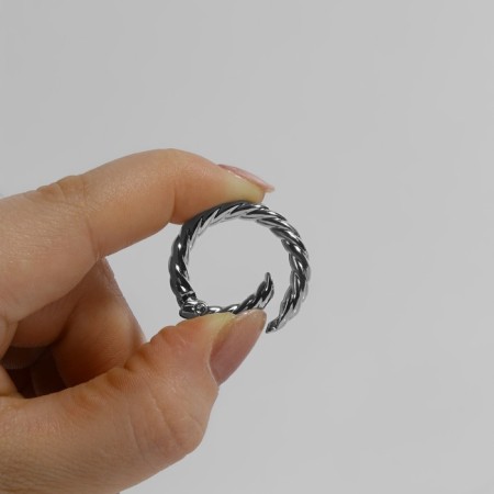 Karabin ring, wicker, d = 20/28, thickness - 4 mm, 5 pcs, silver color-2