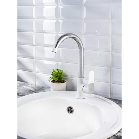 Kitchen mixer "RMS" SL123W-017F, single-leaf, cartridge 35 mm, white/chrome-1