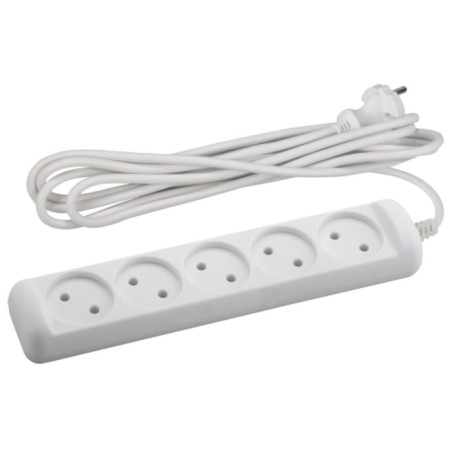 Extension cord electric era U-5-5M-2X1 without grounding 5 outlets 5 m, PVS 2x1mm2 10a 10a