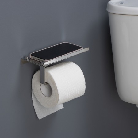 Toilet paper holder, with a shelf for a phone-8