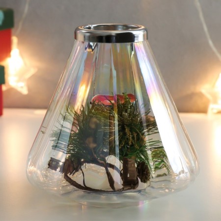 Glass candlestick, metal for 1 candle "Drop" MIX D-4 cm 14x14 cm-1