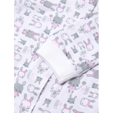 Combineson children with open legs "bunnies", white/pink color, height 74-2
