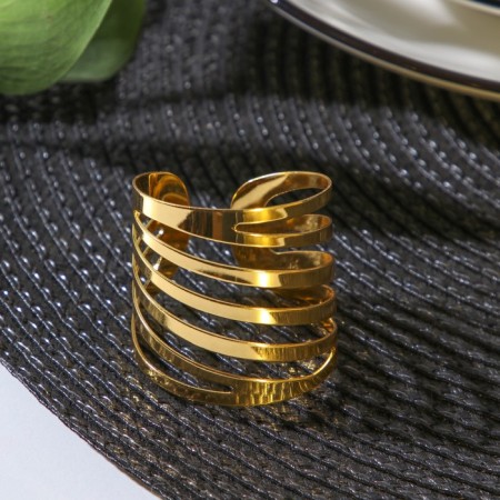 Ring for napkin "Lines", 4 × 4 × 4 cm, gold color