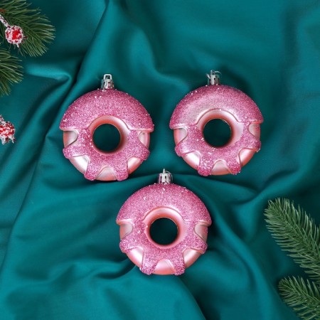 Jewelry decoration "Festive Donut" (set 3 pcs) 7x8 cm, lilac
