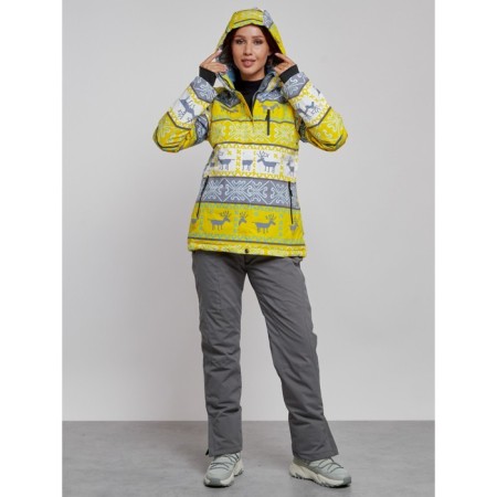 Ski costume female winter, size 46, yellow color-4