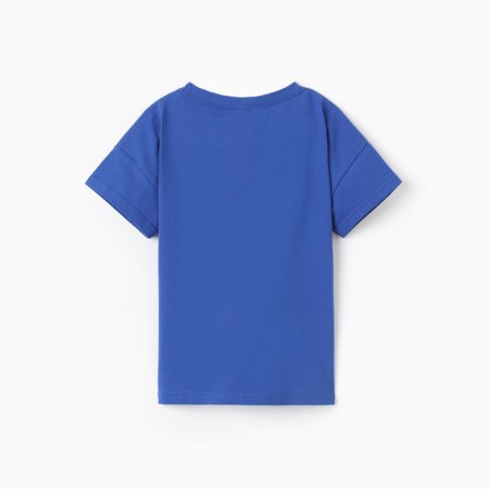 Baby T -shirt with a lowered shoulder, blue color, height 104 cm-3