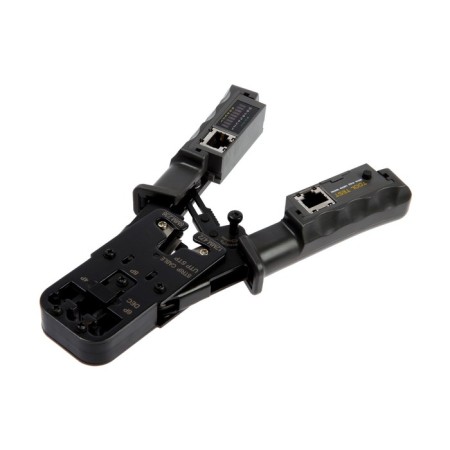 Crimper-tundra, with cable tester, RJ-45 8P, RJ-12 6P, RJ-11 4P, vertical compensation