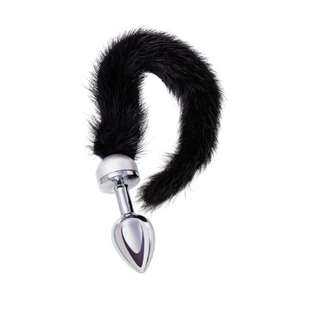 Anal plug Metal by Toyfa, silver, with a black tail, 32 cm, d = 2.9 cm-1