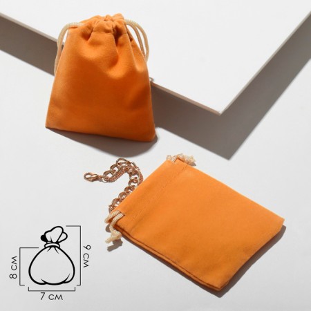 Velvet bag, 7 × 9 cm, orange color