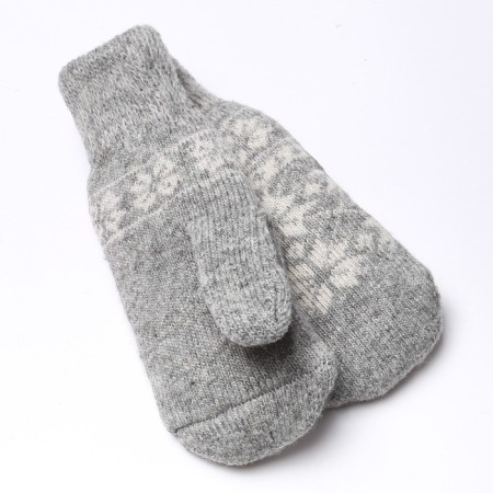 Female woolen mittens, light gray color, size 20-22-1