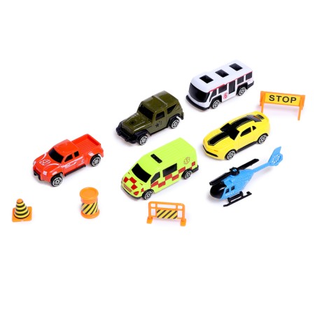 Truck "Carrier", included 6 cars and road signs-4