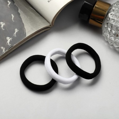 Hair gum "Trio" (set 3 pcs) classic, 5.5 cm, black and white-1