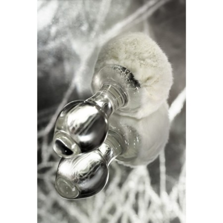 Sexus Glass anal plug, glass, with a white tail, transparent, 14 cm, d = 4 cm-4