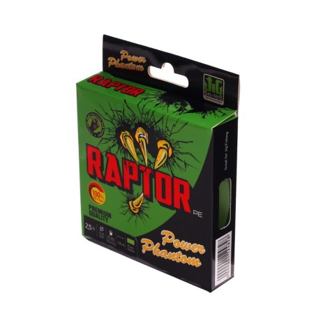 Power Phantom Raptor X4 PE, fluorescent green No. 2.5, diameter 0.25 mm, test 20.4 kg, 135 m-1