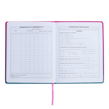 Universal Grade 1-11 Diary, 48 sheets "Chibi", solid cover of artificial leather, lies, universal cheat sheet, block 80 g/m2-7